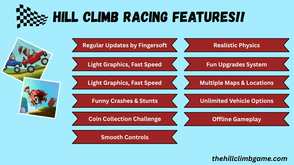 Hill climb racing Features